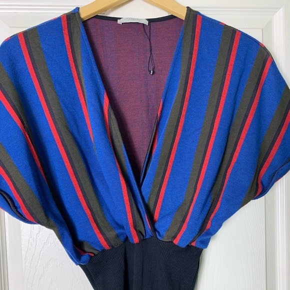 Zara Trafaluc | Striped Wrap Dress with Bodycon Skirt - Small - Picture 3 of 5